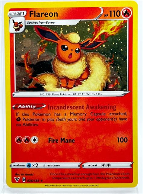 Pokémon Card Vivid Voltage 2020 Flareon Rare Cosmos Holo 026 185 eBay