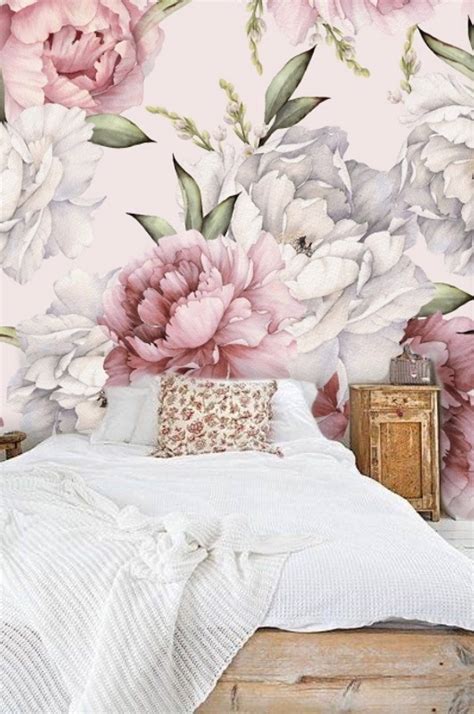 Large Peony Flower Removable Wallpaper Peel And Stick Etsy