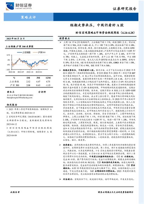 财信宏观策略and市场资金跟踪周报：短期走势承压，中线仍看好a股