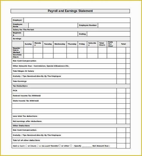 Free Employee Earnings Statement Template Of 15 Payroll Templates Pdf ...