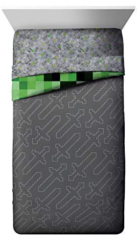 Minecraft Creeper Parure De Lit 5 Pièces Pour Lit Double Comprend Une Couette Réversible Et Un