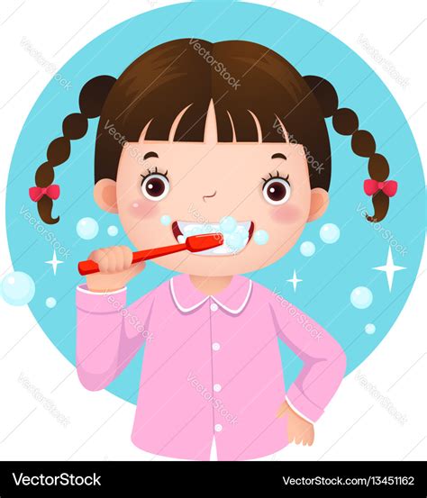 Cute Girl Brushing Her Teeth Royalty Free Vector Image