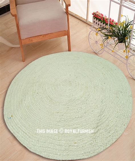 Ivory Round Ft Jute Braided Rug Royalfurnish