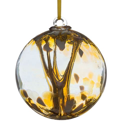 10cm Spirit Ball Pastel Gold Sienna Glass