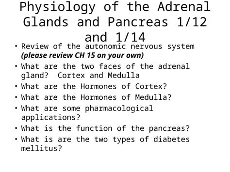 Ppt Physiology Of The Adrenal Glands And Pancreas And