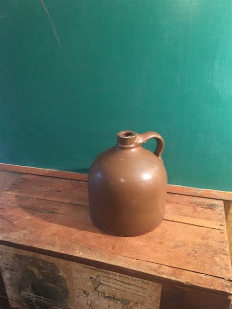 Antique Brown Stoneware Jug Whiskey Moonshine Jug Ceramic Etsy