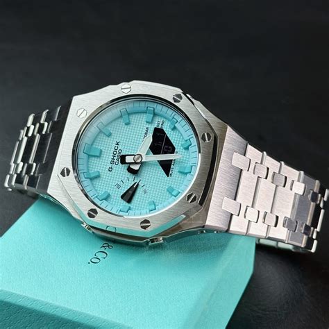 G Shock Mod With Tiffany Blue Hour Markers Tiffany Blue Waffle Face