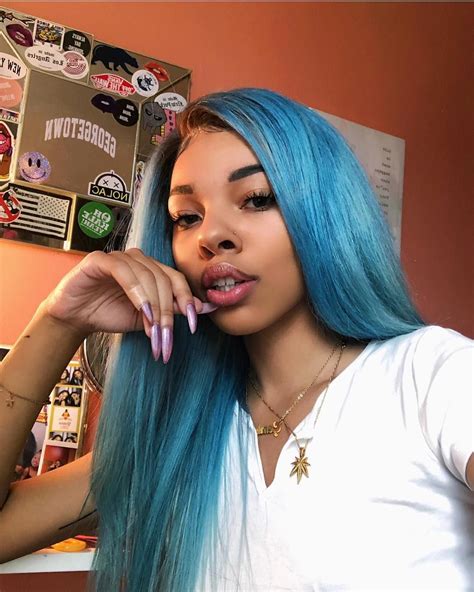 Baddies Post🦋🖤 On Instagram “blue Hair 😍” Front Lace Wigs Human