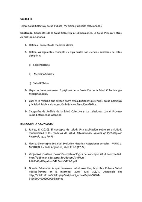 Unidad 2 Unidad Ii Tema Salud Colectiva Salud Pública Medicina Y Ciencias Relacionadas