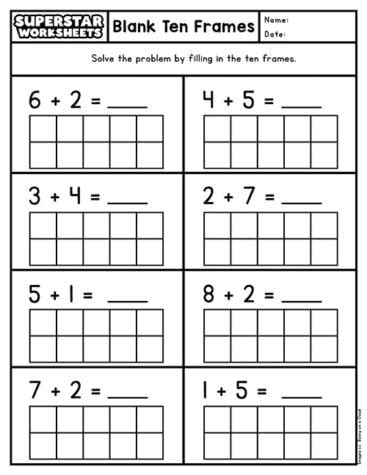 Ten Frame Worksheets Superstar Worksheets