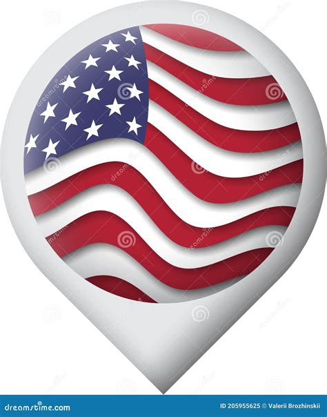 Usa Flag Icon In The Shape Of Pointer Map Marker Waving In The Wind Abstract American Flag