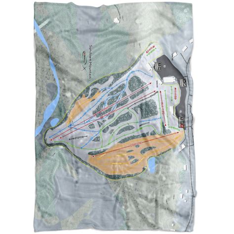 Sundown Mountain, Iowa Ski Trail Map Fleece Blanket | Powderaddicts