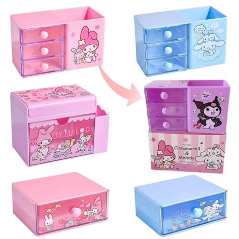 Sanrioed My Melody Cinnamoroll Kuromi Anime Storage Box Kawaii Pen