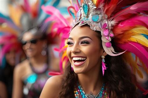 Premium Photo Beautiful Brazilian Woman Dressed In Carnival Clothes Dancing Brazilian Wearing