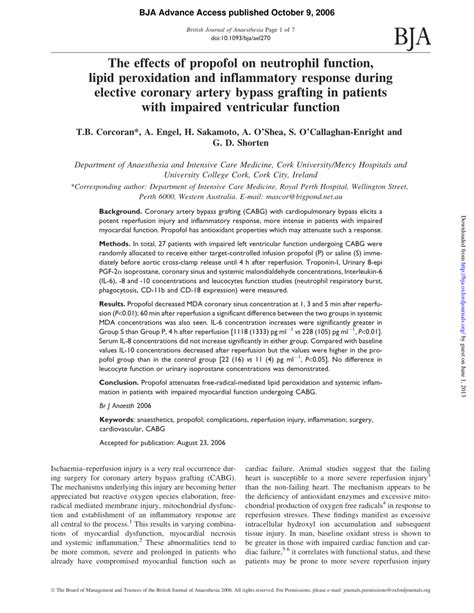 Pdf The Effects Of Propofol On Neutrophil Function Lipid