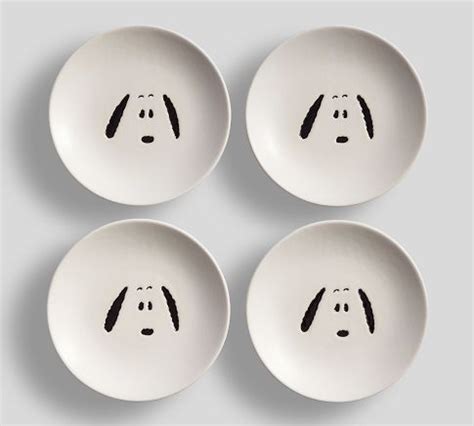 Peanuts™ Snoopy™ Stoneware Appetizer Plates - Set of 4 | Pottery Barn | Appetizer plates set ...