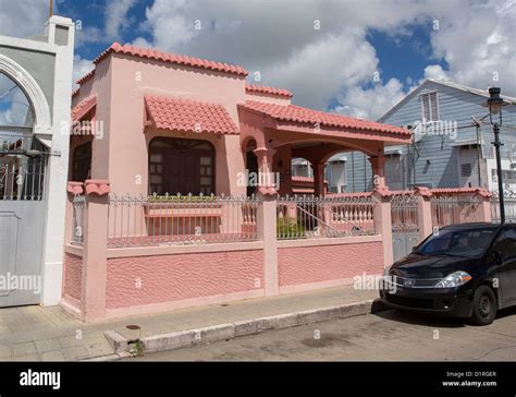 Ponce Puerto Rico Private House Painted Pink Stock Photo Alamy