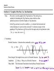 Sec Note Outline Graphs Sin Cos Pdf Math Instructor Robert