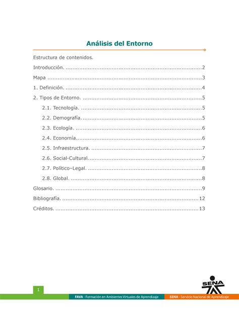 Analisis DEL Entorno Estructura de contenidos 2 Introducción El