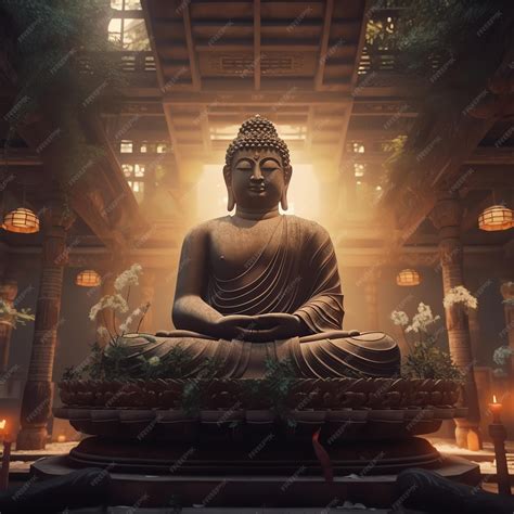 Premium Photo Buddha Temple Celebrating Vesak Day