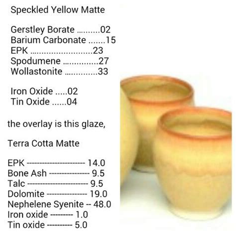 Speckled Yellow Matte Ceramic Glaze Recipes Glazes For Pottery Glaze