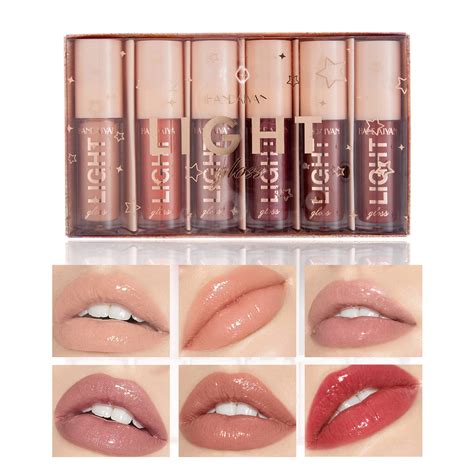 Amazon Awccxmym Pcs Nude Lip Gloss Set Shine Glossy Lipgloss Plumping Lip Gloss Clear Lip