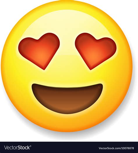 Emoji With Heart Shaped Eyes Emoticon Smiling Vector Image