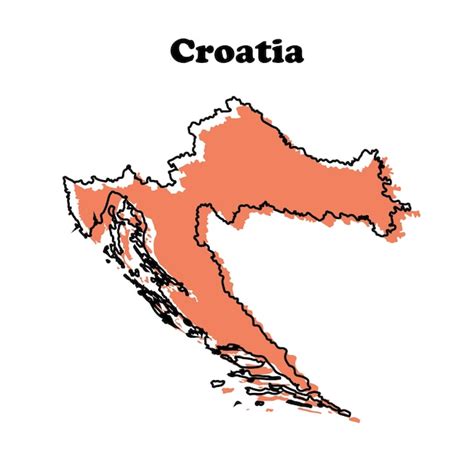 Premium Vector Stylized Simple Red Outline Map Of Croatia