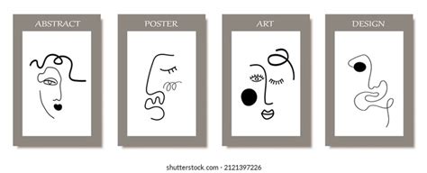 Contemporary Abstract Poster Collection Nude Female Stock Vector Royalty Free