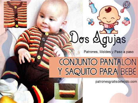 Pantalón Y Saquito Para Bebe 🥰 Dos Agujas 🥰 Para 6 Meses