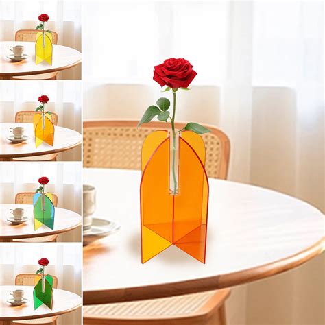 Sunjoy Tech Flower Vase Unique Shape Stylish Acrylic Clear Vase