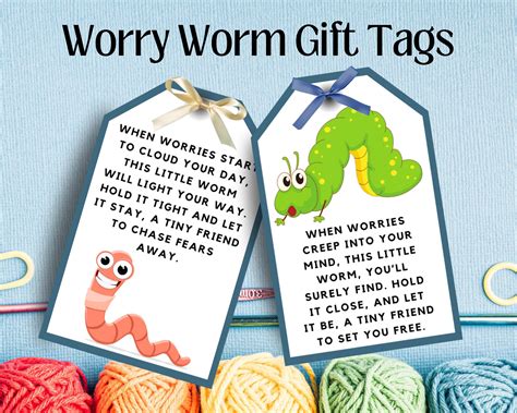 Worry Worm Poem Tag Printable Tag Worry Worm Worry Worm Tag Worry Worm