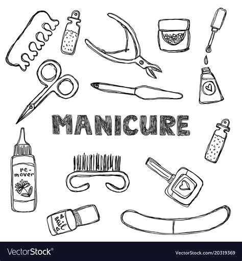 Manicure and pedicure doodle set isolated Vector Image