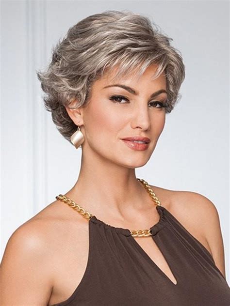 Modern Ladies Cropped Soft Layers Short Grey Wigs Pixie Wigs Capless