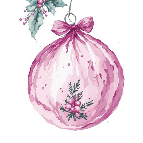 Watercolor Pink Christmas Clipart Vector Art At Vecteezy