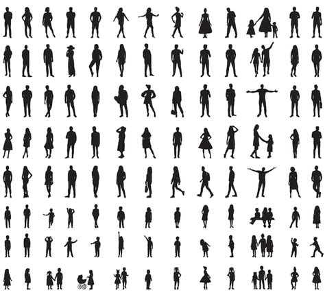 Premium Vector | Set of silhouettes of people line drawing on white ...