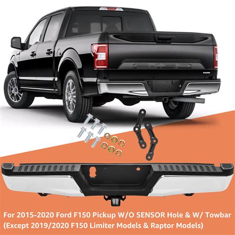 Rear Bumper Complete Chrome Wo Sensor Holeandw Towbar For 15 20 Ford F150 Pickup Ebay