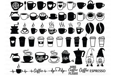 Coffee Bundle SVG Files Coffee Cup Coffee Heartbeat Coffee Monogram