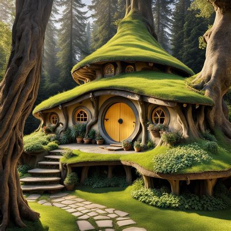 Unique Hobbit Houses Under The Roots Of Giant Trees Animals Dressed As