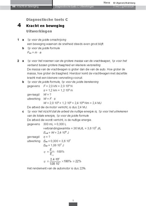 Nova NA 3 Vg H4 DT C Uitwerking H4 Kracht En Beweging Diagnostische
