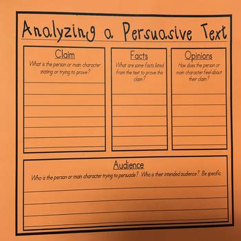 Analyzing a Persuasive (Argumentative) Text - Graphic Organizer | TpT