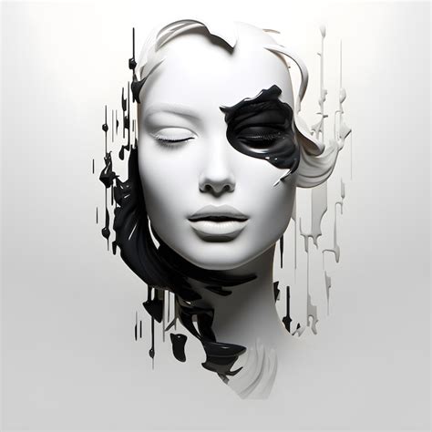 Premium AI Image | Photo 3d illustration woman head abstract minimalist ...