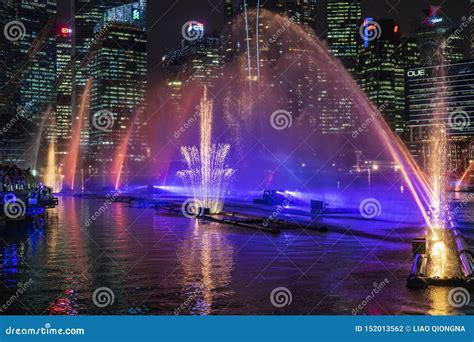 The Light And Water Show At Marina Bay Sands Editorial Photography