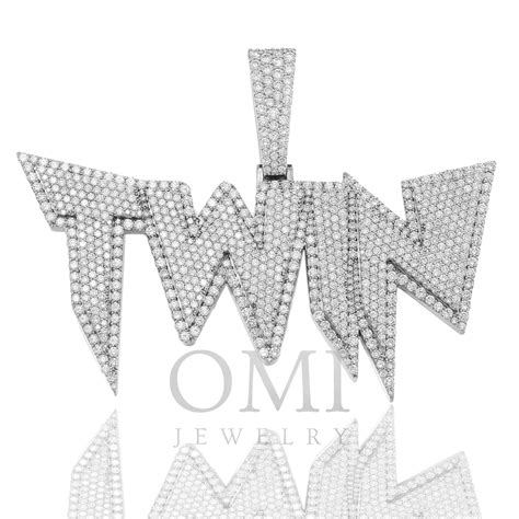 14K WHITE GOLD DIAMOND NAME PENDANT 7.0 CT - OMI Jewelry