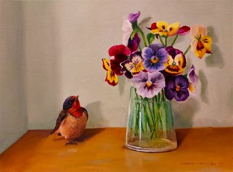 Marian Van Der Sanden 1957 Vaasje Met Viooltjes En Vogeltje Catawiki