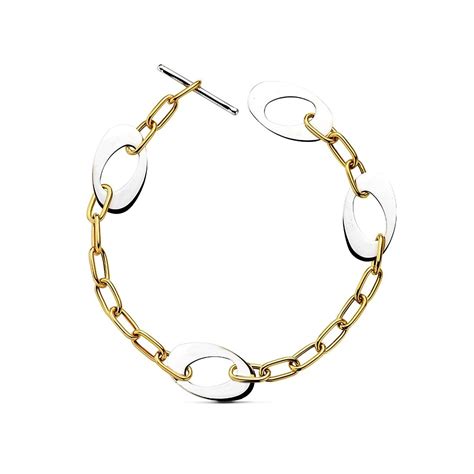 Pulsera Oro 18k Bicolor Motivos 24cm AB2997 Avunto