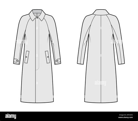 Mackintosh Coat Technical Fashion Illustration With Raglan Long Sleeves