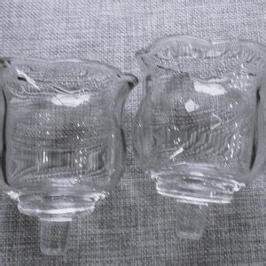 Vintage Pair Of Clear Homco Glass Votive Cup Candle Holders Scalloped