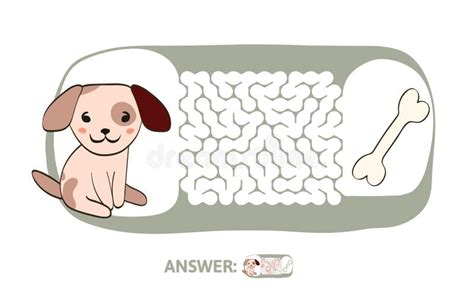 Children`s Maze With Dog And Bone Puzzle Game For Kids Vector