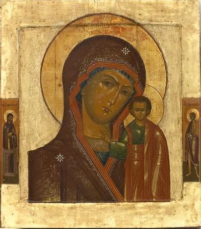 Mother Of God Of Kazan With Saint Simeon The Stylite And Saint Mary Of